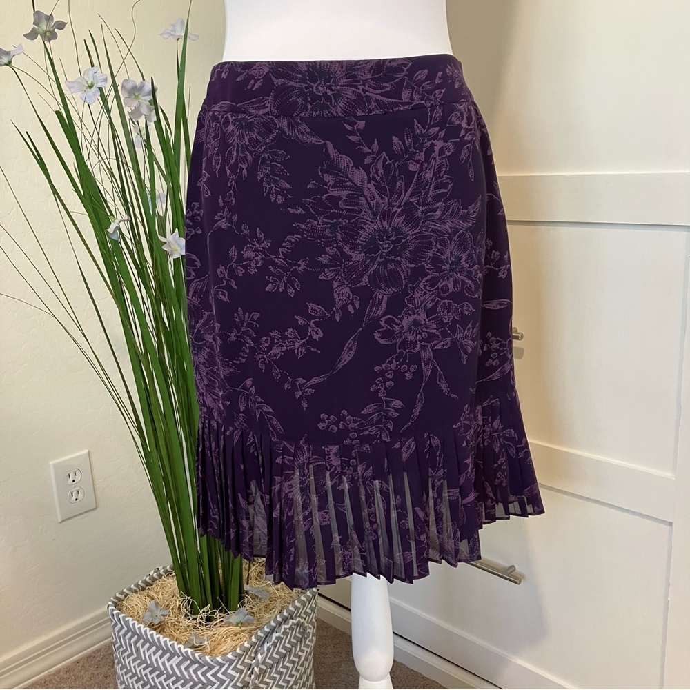 Worthington Purple Pencil Pleated Floral Skirt, 8P